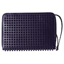 Christian Louboutin Spike Embellished Travel Wallet in Purple Leather