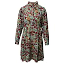 Mini vestido camisa Ba&sh Gathered em viscose mousseline metálica com estampa floral - Ba&Sh