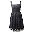 Anna Sui Sleeveless Pleated Lace Dress in Black Polyester