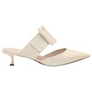 Roger Vivier Viv' In The City Mules in Off-White Patent Leather 