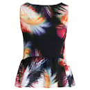 Sandro Electric Palm Print Peplum Top in Multicolor Polyester
