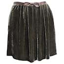 Sandro Paris Velvet Skirt with Bow in Green Viscose