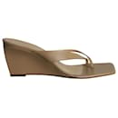 By Far Theresa Wedge Sandals in Nude Leather