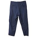 Pantalon taille élastique Issey Miyake en coton bleu marine
