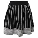 Maje Geomteric Pleated Ribknit Mini Skirt in Black Cotton Blend