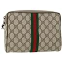 GUCCI GG Canvas Web Sherry Line Clutch Bag Beige Red Green 89 01 012 Auth yk8753 - Gucci
