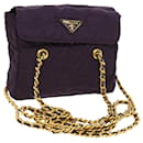 PRADA Quilted Chain Shoulder Bag Nylon Purple Auth ar10285 - Prada