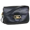 CELINE Shoulder Bag Leather Black Auth 54184 - Céline