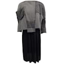 Vestido de malha de lã cinza Comme des Garcons e pregas pretas - Comme Des Garcons