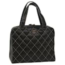 CHANEL Wild Stitch Hand Bag Leather Black CC Auth 54178 - Chanel