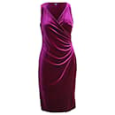 Lauren Ralph Lauren Ruched Wrap-effect Velvet Sleeveless Dress in Purple Polyester