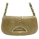 CHRISTIAN DIOR MALICE HANDBAG BEIGE PYTHON LEATHER HAND BAG PURSE - Christian Dior