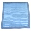 HERMES CHALE LIGHT AND DARK BLUE STRIPES 140 CASHMERE AND SILK SCARF - Hermès