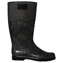 Valentino Lace-Printed Rain Boots in Black  Rubber - Valentino Garavani