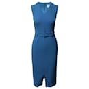 Boss Dadorina Belted Midi Dress in Blue Polyester - Hugo Boss