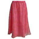 Staud Floral Midi Skirt in Pink Polyester