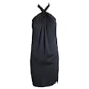 Diane Von Furstenberg Halter Mini Dress in Black Silk