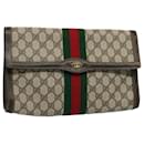 GUCCI GG Canvas Web Sherry Line Clutch Bag Beige Red 41 014 3087 30 Auth ep1883 - Gucci