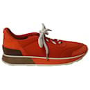 Hermes Low-Top-Miles-Sneaker aus orangefarbenem Wildleder - Hermès