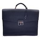 Black saffiano leather 3 Gussets Briefcase Work Bag - Prada