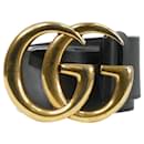Cintura in pelle nera con marchio GG - Gucci