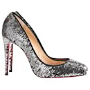 Christian Louboutin Pigalle Follies Pumps in Silver Sequins