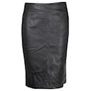 Diane Von Furstenberg Midi Skirt in Black Leather