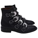 Givenchy Studded Buckle Detail Ankle Boots in Black Leather 