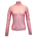 Victoria Beckham Sheer Mock-Neck Top in Pink Polyester
