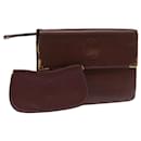CARTIER Clutch Bag Leather Wine Red Auth 55608 - Cartier