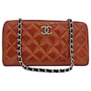 Chanel wallet, TIMELESS QUILTED PATENT LEATHER. Coral color.