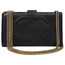 Chanel Wallet on Chain double CC en cuir grainé noir