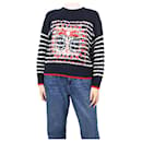 Navy blue striped and embroidered jumper - size L - Valentino