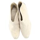 Salvatore Ferragamo Limited Edition Flat Ankle Boots in Cream Suede