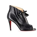 Christian Louboutin Open-Toe Ankle Boots in Black Leather