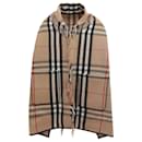 Check wool cachmere hooded cape in archive beige - Burberry