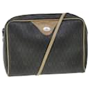 Christian Dior Honeycomb Canvas Shoulder Bag PVC Leather Black Auth 56325