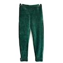 CHANEL Fall 2012 Green Textured Velvet Pedal Pushers Trousers - Chanel