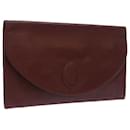 CARTIER Clutch Bag Leather Wine Red Auth ac2250 - Cartier