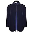 Zoran Navy Blue Open Front Velvet Jacket - Autre Marque