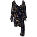 Dodo Bar Or Black / Gold Metallic Long Sleeved Velvet Dress - Autre Marque