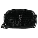 Black 2020 Lou mini Crocodile Effect patent leather bag - Saint Laurent