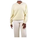 Yellow v-neck cashmere sweater - size UK 20 - Loro Piana