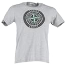 Stone Island Logo Print T-Shirt in Grey Cotton