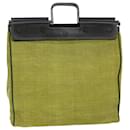 BURBERRY Hand Bag Straw Leather Green Auth bs8693 - Burberry