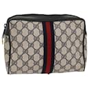 GUCCI GG Supreme Sherry Line Clutch Bag Gray Red Navy 63 01 012 auth 55753 - Gucci
