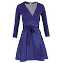 Diane Von Furstenberg Print Wrap Dress in Purple Cotton