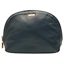Ferre Blue Leather Zipper Opening Clutch Bag Handbag - Gianfranco Ferré