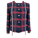 Jaqueta de tweed com acabamento em corrente com logotipo difícil de encontrar - Chanel