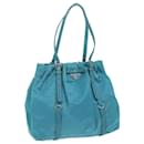 PRADA Tote Bag Nylon Leather Turquoise Blue Auth 55425 - Prada
